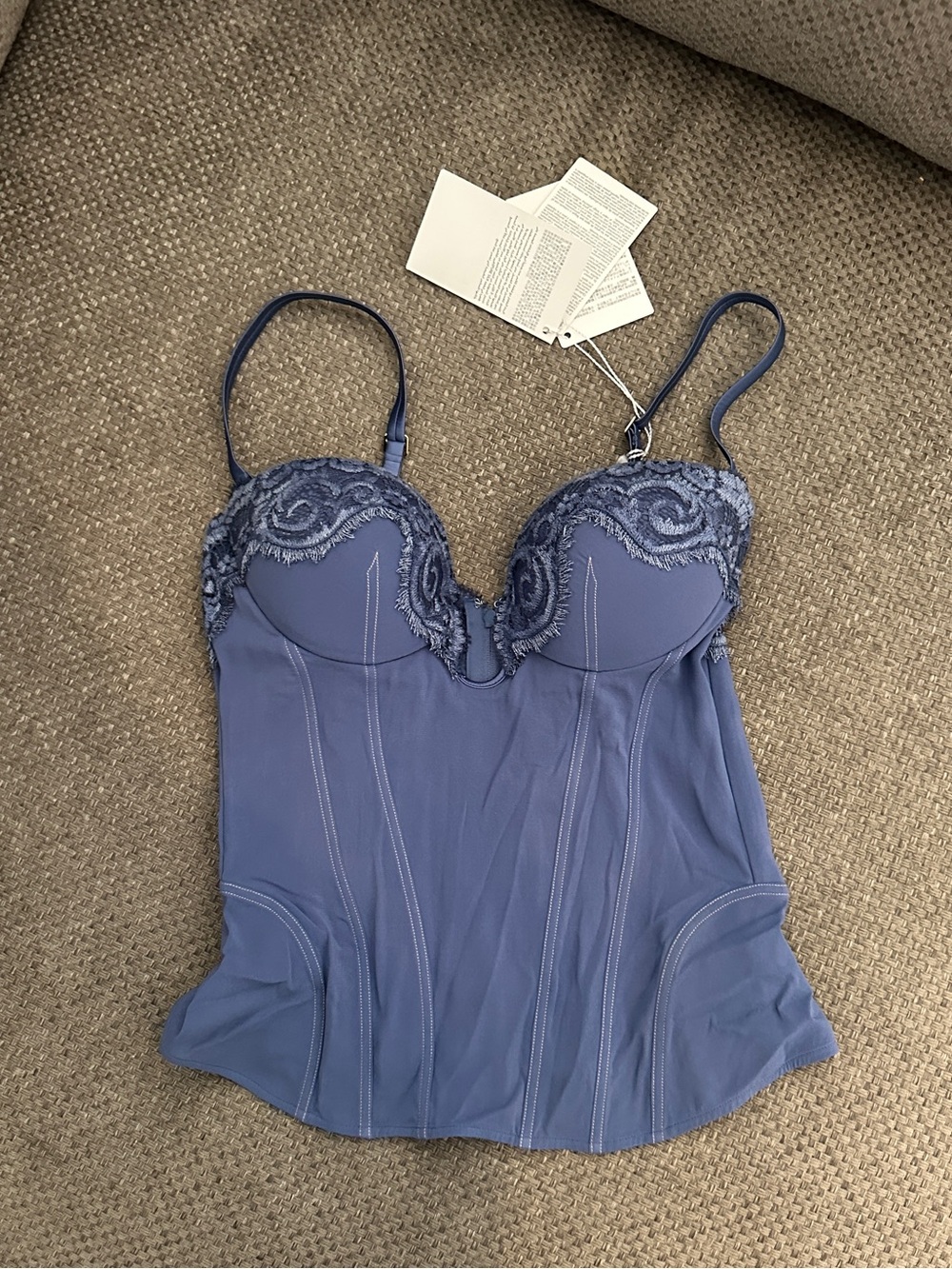 La Perla Blue Silk Lace Bustier Corset Top 34D NWT - Picture 2 of 13